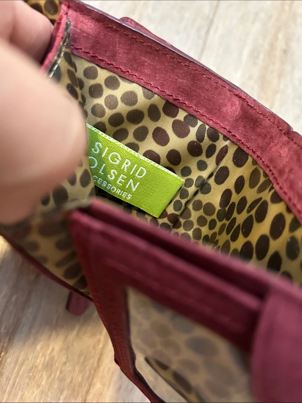 Sigrid Olsen Berry Leather Snap Wallet tons of card slots zipper purse mini